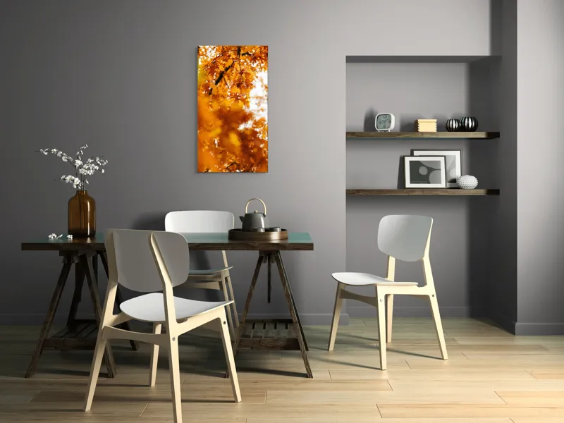Tablou Canvas, "Culorile toamnei în frunze arămii", Frunze, Aramii, Toamnă, Ramuri, Natură, Luminozitate, Contrast, Textură, 50 x 90 cm – poza 4