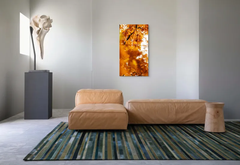 Tablou Canvas, "Culorile toamnei în frunze arămii", Frunze, Aramii, Toamnă, Ramuri, Natură, Luminozitate, Contrast, Textură, 50 x 90 cm – poza 5