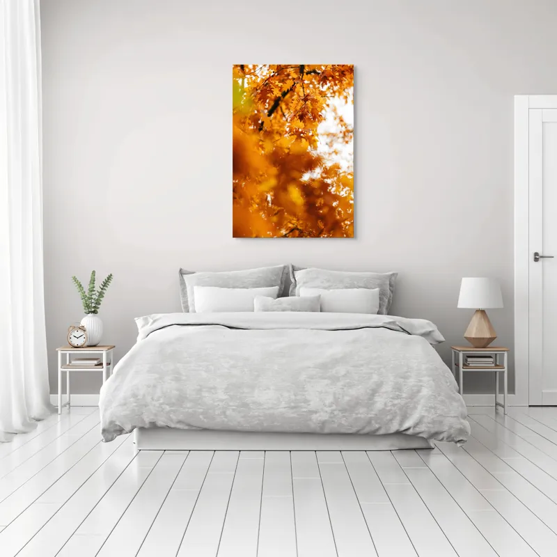 Tablou Canvas, "Culorile toamnei în frunze arămii", Frunze, Aramii, Toamnă, Ramuri, Natură, Luminozitate, Contrast, Textură, 70 x 100 cm – poza 3