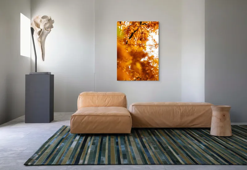 Tablou Canvas, "Culorile toamnei în frunze arămii", Frunze, Aramii, Toamnă, Ramuri, Natură, Luminozitate, Contrast, Textură, 70 x 100 cm – poza 7