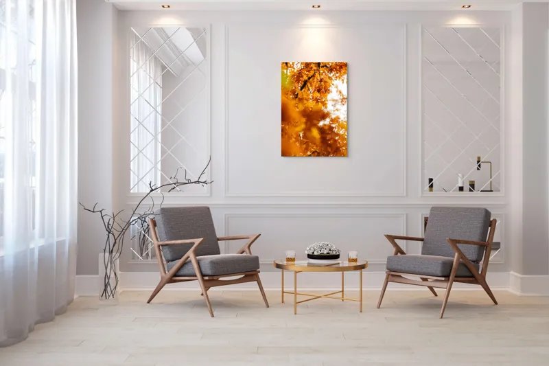 Tablou Canvas, "Culorile toamnei în frunze arămii", Frunze, Aramii, Toamnă, Ramuri, Natură, Luminozitate, Contrast, Textură, 70 x 100 cm – poza 8