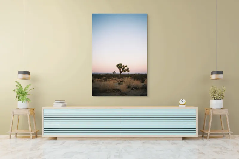 Tablou Canvas, "Pădurea de cactuși la amurg", Deșert, Apus, Solitudine, Natură, Orizont, Calm, Singurătate, Peisaj, Cer, Simplu, 100 x 150 cm – poza 4