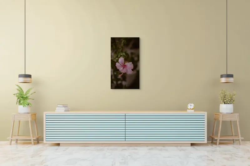 Tablou Canvas, "Floare delicată în amurg tomnatic", Frumusețe, Gingășie, Natură, Delicatețe, Eleganță, Roz, Petale, Contrast, Viu, Armonie, 50 x 90 cm – poza 6