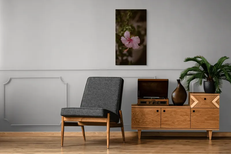 Tablou Canvas, "Floare delicată în amurg tomnatic", Frumusețe, Gingășie, Natură, Delicatețe, Eleganță, Roz, Petale, Contrast, Viu, Armonie, 50 x 90 cm – poza 8