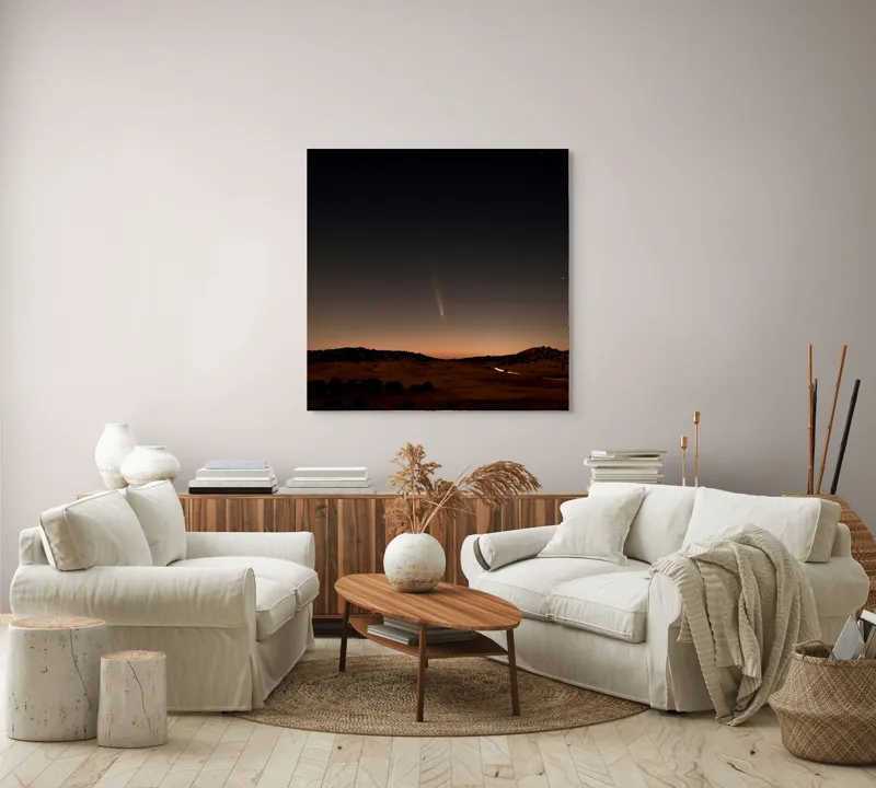 Tablou Canvas, "Cometa luminoasă pe cerul nopții", Stele, Cometă, Cer, Noapte, Peisaj, Întuneric, Lumină, 100 x 100 cm – poza 3