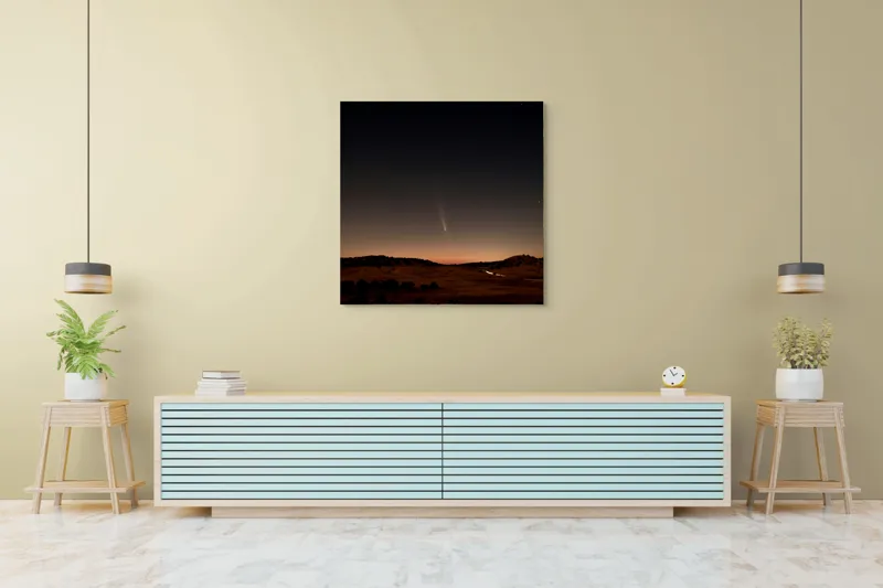 Tablou Canvas, "Cometa luminoasă pe cerul nopții", Stele, Cometă, Cer, Noapte, Peisaj, Întuneric, Lumină, 100 x 100 cm – poza 5