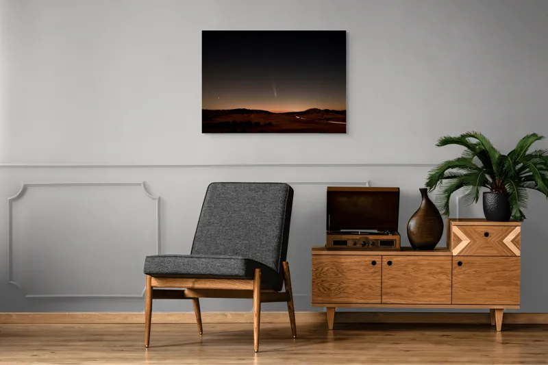 Tablou Canvas, "Cometa luminoasă pe cerul nopții", Stele, Cometă, Cer, Noapte, Peisaj, Întuneric, Lumină, 100 x 70 cm – poza 8
