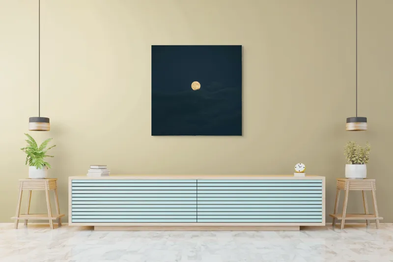 Tablou Canvas, "Luna strălucind printre nori întunecați", Lună, Noapte, Cer, Întuneric, Mister, Lumină, Nuanțe, Magie, Calm, 100 x 100 cm – poza 5