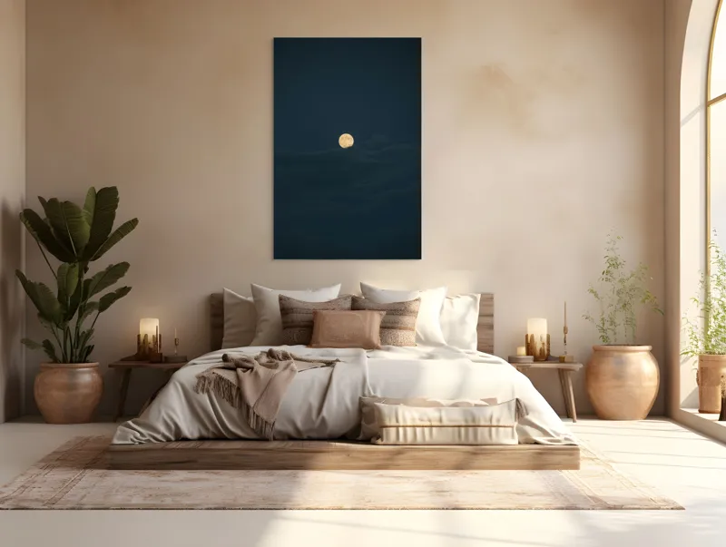 Tablou Canvas, "Luna strălucind printre nori întunecați", Lună, Noapte, Cer, Întuneric, Mister, Lumină, Nuanțe, Magie, Calm, 100 x 150 cm – poza 3