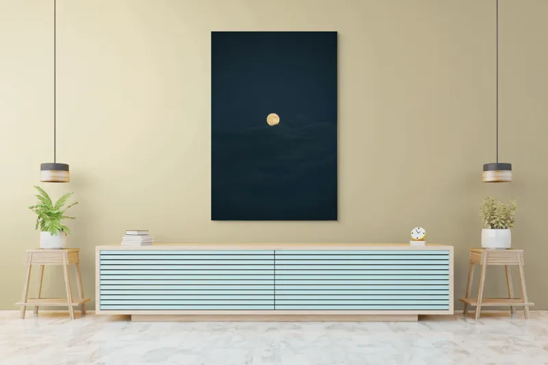 Tablou Canvas, "Luna strălucind printre nori întunecați", Lună, Noapte, Cer, Întuneric, Mister, Lumină, Nuanțe, Magie, Calm, 100 x 150 cm – poza 4
