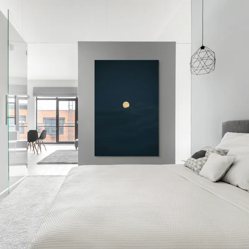 Tablou Canvas, "Luna strălucind printre nori întunecați", Lună, Noapte, Cer, Întuneric, Mister, Lumină, Nuanțe, Magie, Calm, 100 x 150 cm – poza 5