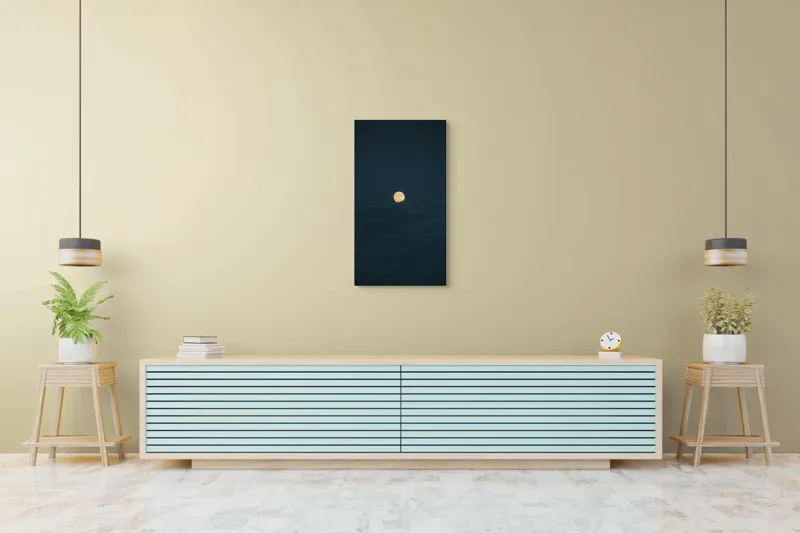 Tablou Canvas, "Luna strălucind printre nori întunecați", Lună, Noapte, Cer, Întuneric, Mister, Lumină, Nuanțe, Magie, Calm, 50 x 90 cm – poza 6