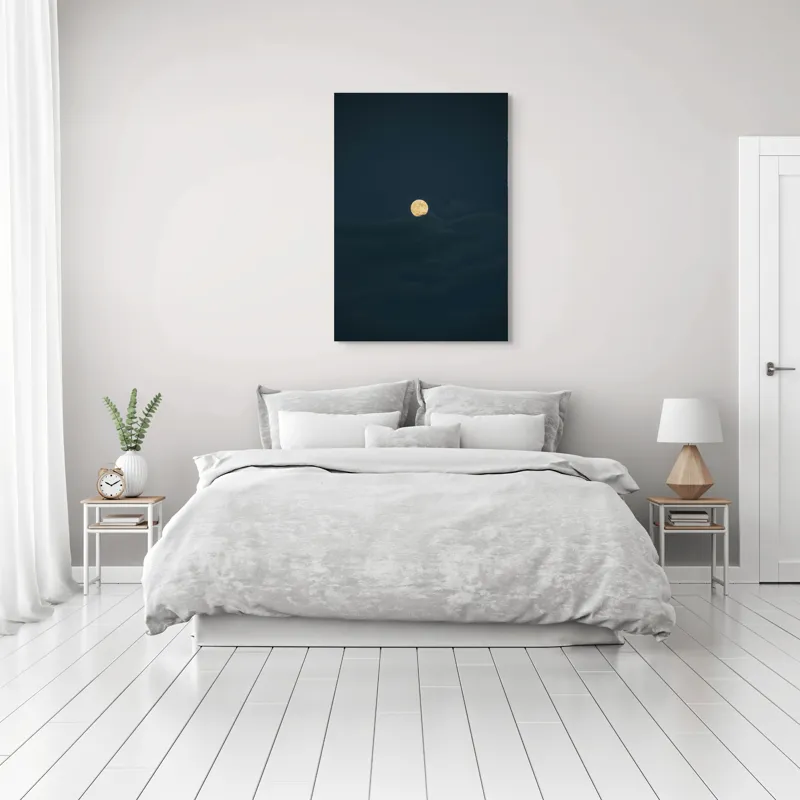 Tablou Canvas, "Luna strălucind printre nori întunecați", Lună, Noapte, Cer, Întuneric, Mister, Lumină, Nuanțe, Magie, Calm, 70 x 100 cm – poza 3