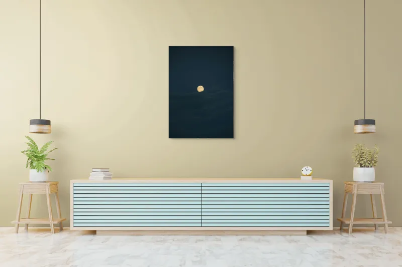 Tablou Canvas, "Luna strălucind printre nori întunecați", Lună, Noapte, Cer, Întuneric, Mister, Lumină, Nuanțe, Magie, Calm, 70 x 100 cm – poza 5