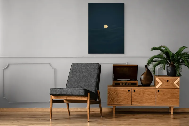 Tablou Canvas, "Luna strălucind printre nori întunecați", Lună, Noapte, Cer, Întuneric, Mister, Lumină, Nuanțe, Magie, Calm, 70 x 100 cm – poza 6