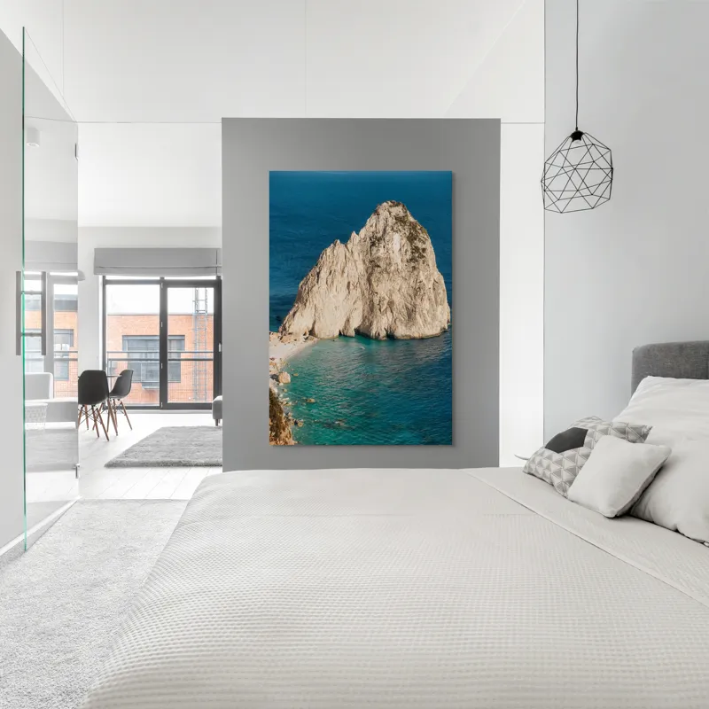 Tablou Canvas, "Capul stâncos al mării azurii", Stâncă, Apă, Coastă, Albastru, Natură, Cer, Valuri, Frumusețe, Tranquilitate, Peisaj, 100 x 150 cm – poza 5