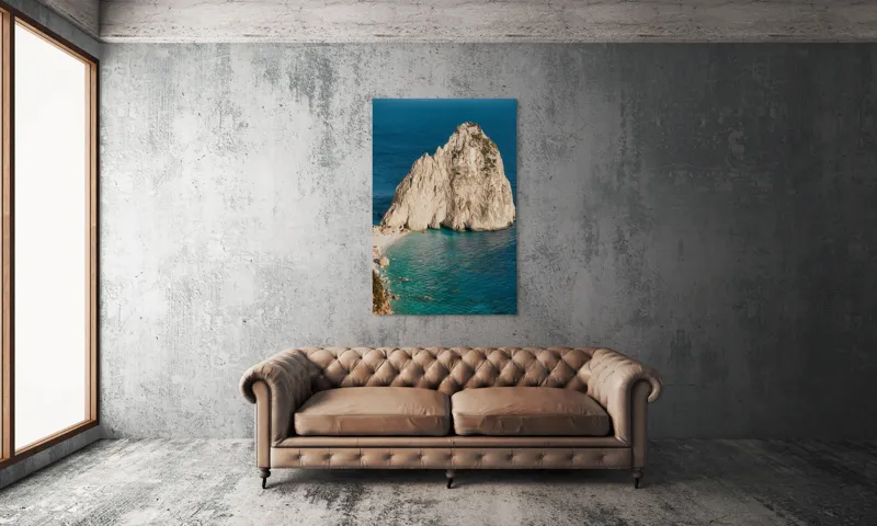 Tablou Canvas, "Capul stâncos al mării azurii", Stâncă, Apă, Coastă, Albastru, Natură, Cer, Valuri, Frumusețe, Tranquilitate, Peisaj, 100 x 150 cm – poza 6