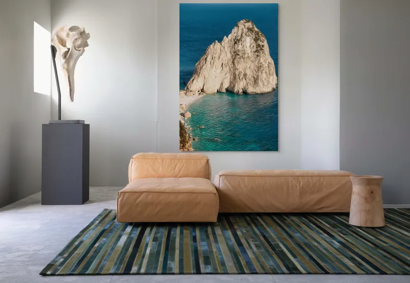 Tablou Canvas, "Capul stâncos al mării azurii", Stâncă, Apă, Coastă, Albastru, Natură, Cer, Valuri, Frumusețe, Tranquilitate, Peisaj, 100 x 150 cm – poza 7