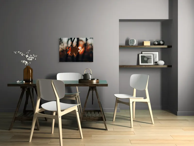 Tablou Canvas, "Frumusețea toamnei în apusul delicat", Frunză, Apus, Siluetă, Căldură, Toamnă, Lumină, Natură, Mister, Ramuri, Strălucire, 70 x 50 cm – poza 5