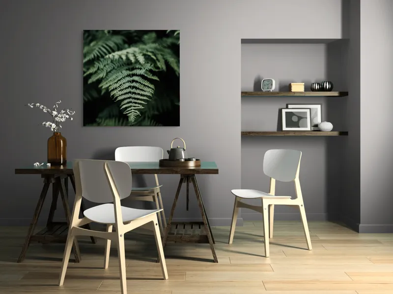Tablou Canvas, "Frumusețea naturii în detaliu vegetal", Frunze, Verde, Textură, Natură, Frumusețe, Detaliu, Simetrie, Eleganță, 100 x 100 cm – poza 6