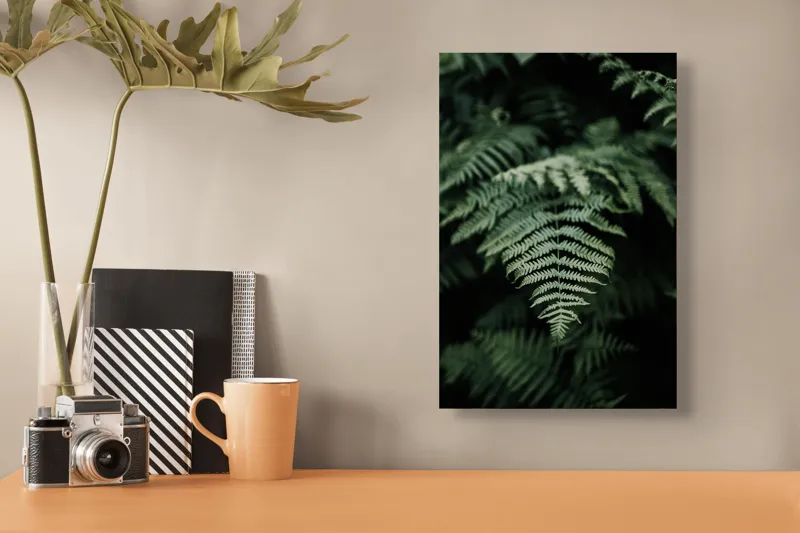 Tablou Canvas, "Frumusețea naturii în detaliu vegetal", Frunze, Verde, Textură, Natură, Frumusețe, Detaliu, Simetrie, Eleganță, 26 x 39 cm – poza 3