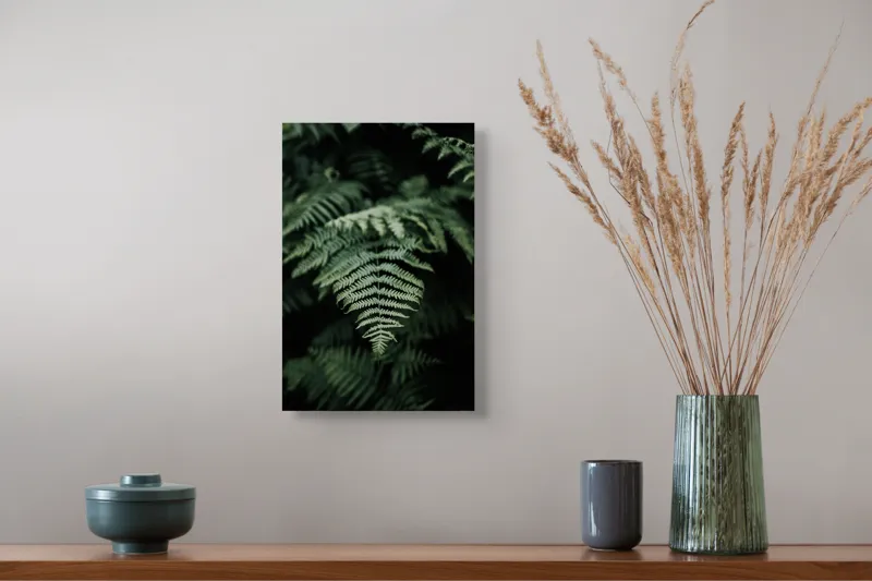 Tablou Canvas, "Frumusețea naturii în detaliu vegetal", Frunze, Verde, Textură, Natură, Frumusețe, Detaliu, Simetrie, Eleganță, 26 x 39 cm – poza 5