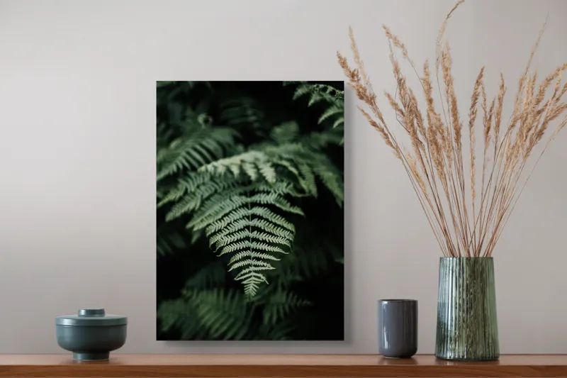 Tablou Canvas, "Frumusețea naturii în detaliu vegetal", Frunze, Verde, Textură, Natură, Frumusețe, Detaliu, Simetrie, Eleganță, 39 x 54 cm – poza 3