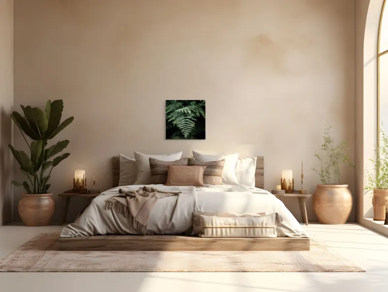 Tablou Canvas, "Frumusețea naturii în detaliu vegetal", Frunze, Verde, Textură, Natură, Frumusețe, Detaliu, Simetrie, Eleganță, 50 x 50 cm – poza 5