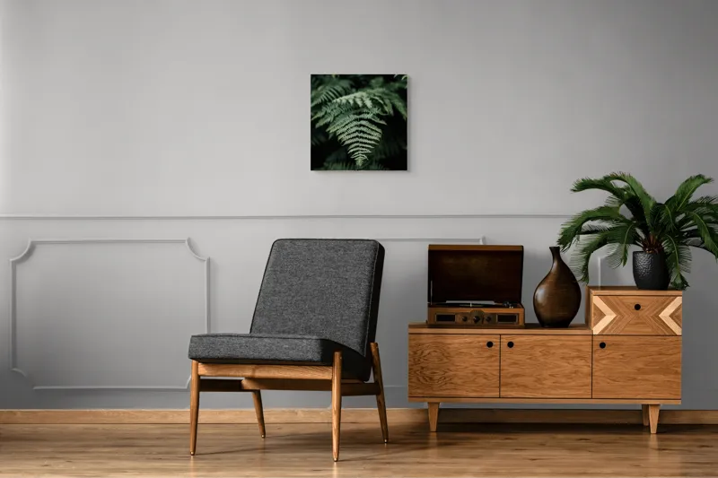 Tablou Canvas, "Frumusețea naturii în detaliu vegetal", Frunze, Verde, Textură, Natură, Frumusețe, Detaliu, Simetrie, Eleganță, 50 x 50 cm – poza 6