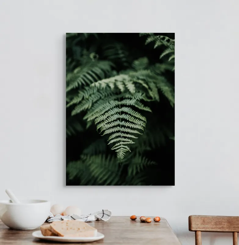 Tablou Canvas, "Frumusețea naturii în detaliu vegetal", Frunze, Verde, Textură, Natură, Frumusețe, Detaliu, Simetrie, Eleganță, 50 x 70 cm – poza 3