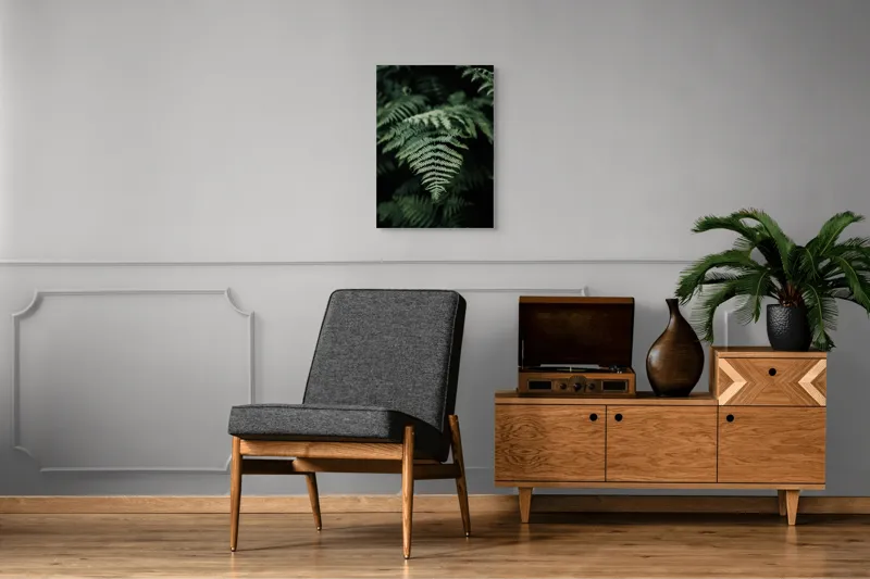 Tablou Canvas, "Frumusețea naturii în detaliu vegetal", Frunze, Verde, Textură, Natură, Frumusețe, Detaliu, Simetrie, Eleganță, 50 x 70 cm – poza 8