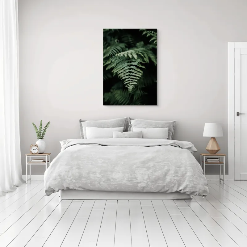 Tablou Canvas, "Frumusețea naturii în detaliu vegetal", Frunze, Verde, Textură, Natură, Frumusețe, Detaliu, Simetrie, Eleganță, 70 x 100 cm – poza 3