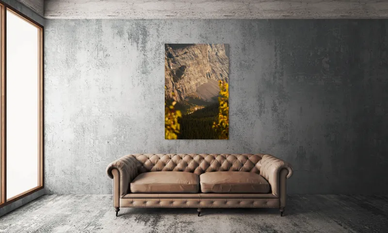 Tablou Canvas, "Drum șerpuitor prin stânci semețe", Munți, Pădure, Roci, Toamnă, Natură, Peisaj, Dramatic, Vârfuri, Vegetație, Culori, 100 x 150 cm – poza 6