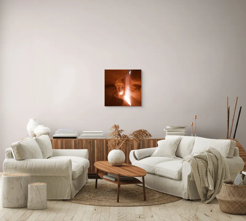 Tablou Canvas, "Lumina soarelui în canionul însorit", Roci, Lumină, Canyons, Forme, Umbre, Texturi, Eroziune, Naturalețe, Peisaj, Strălucire, 50 x 50 cm – poza 7