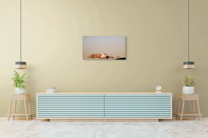 Tablou Canvas, "Nori plutind peste dealuri întunecate", Nor, Cer, Siluetă, Apus, Dealuri, Seară, 90 x 50 cm – poza 5