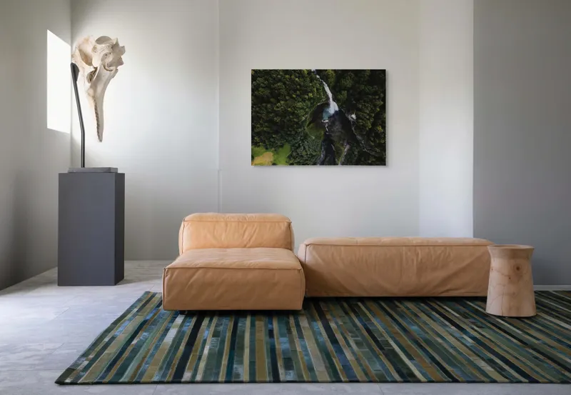 Tablou Canvas, "Cascada din inima pădurii verzi", Pădure, Cascadă, Râu, Verdeață, Peisaj, Natură, Aerian, Frumusețe, Stânci, Apă, 100 x 70 cm – poza 7