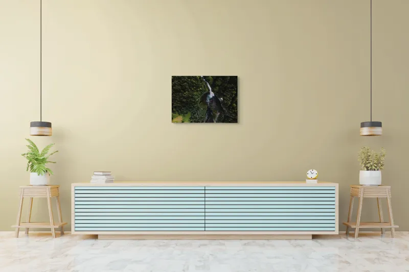 Tablou Canvas, "Cascada din inima pădurii verzi", Pădure, Cascadă, Râu, Verdeață, Peisaj, Natură, Aerian, Frumusețe, Stânci, Apă, 70 x 50 cm – poza 7