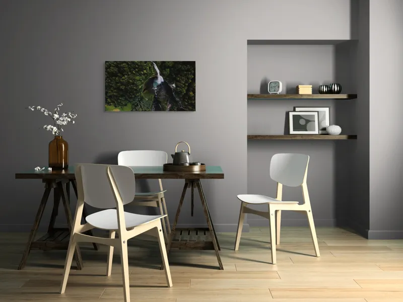 Tablou Canvas, "Cascada din inima pădurii verzi", Pădure, Cascadă, Râu, Verdeață, Peisaj, Natură, Aerian, Frumusețe, Stânci, Apă, 90 x 50 cm – poza 3