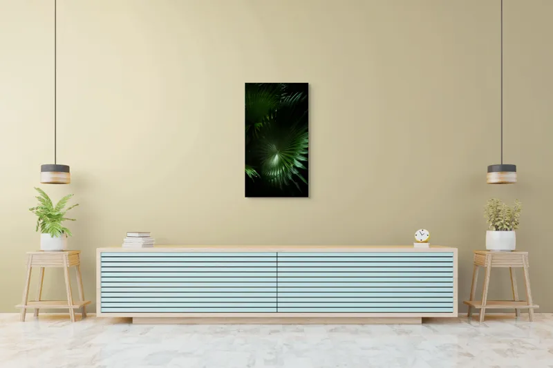 Tablou Canvas, "Frumusețea verde a naturii umbrelate", Frunze, Verde, Lumină, Umbre, Natură, Eleganță, Textură, Mister, Frumusețe, 50 x 90 cm – poza 6