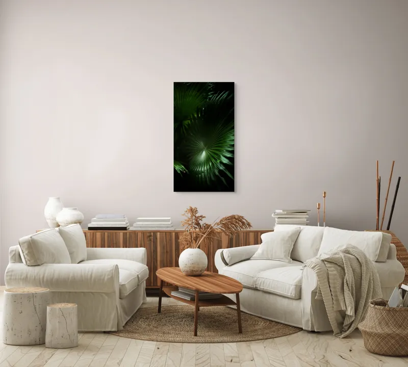 Tablou Canvas, "Frumusețea verde a naturii umbrelate", Frunze, Verde, Lumină, Umbre, Natură, Eleganță, Textură, Mister, Frumusețe, 50 x 90 cm – poza 7