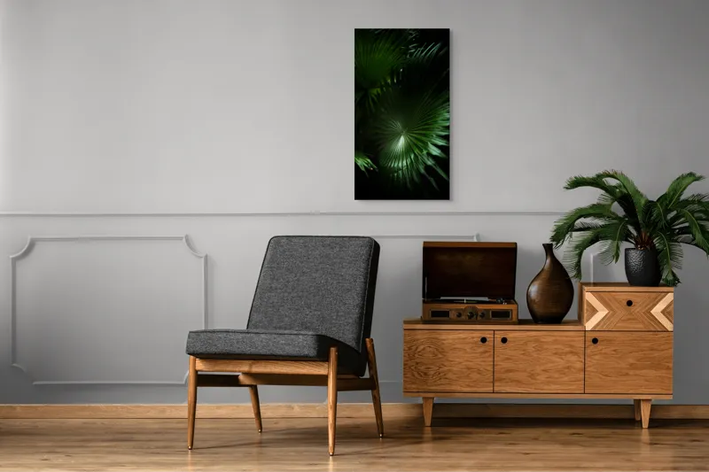 Tablou Canvas, "Frumusețea verde a naturii umbrelate", Frunze, Verde, Lumină, Umbre, Natură, Eleganță, Textură, Mister, Frumusețe, 50 x 90 cm – poza 8