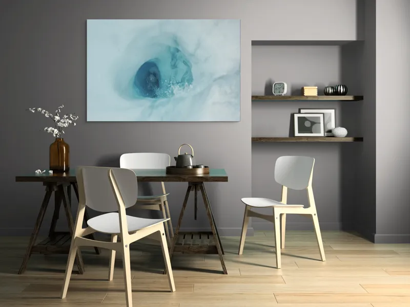 Tablou Canvas, "Vârtej glaciar spre adâncuri albastre", Gheață, Tunel, Albastru, Adâncime, Răcire, Textură, Apă, 150 x 100 cm – poza 5