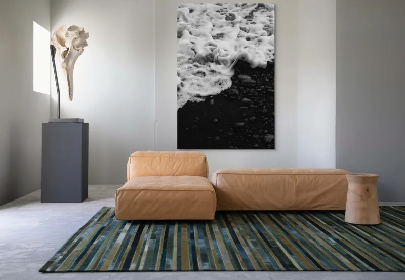 Tablou Canvas, "Spuma mării pe nisip negru", Spumă, Valuri, Piatră, Nisip, Contrast, Textură, Ocean, Natură, 100 x 150 cm – poza 7