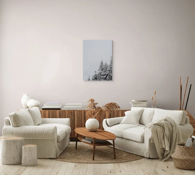 Tablou Canvas, "Pini ninși sub cer înnorat", Copaci, Zăpadă, Cer, Iarnă, Natură, Tăcere, Răcoare, 50 x 70 cm – poza 4