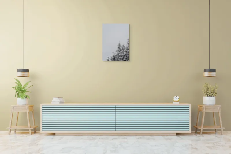 Tablou Canvas, "Pini ninși sub cer înnorat", Copaci, Zăpadă, Cer, Iarnă, Natură, Tăcere, Răcoare, 50 x 70 cm – poza 6