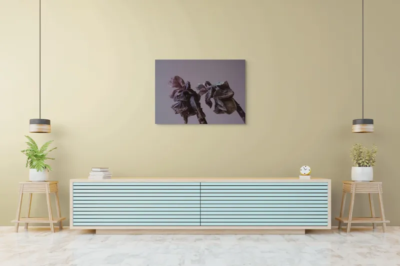 Tablou Canvas, "Tandrețe în tăcerea ofilirii toamnei", Flori, Uscate, Melancolie, Fragilitate, Culori, Pale, Texturi, Timp, Efemeritate, Natură, 100 x 70 cm – poza 4
