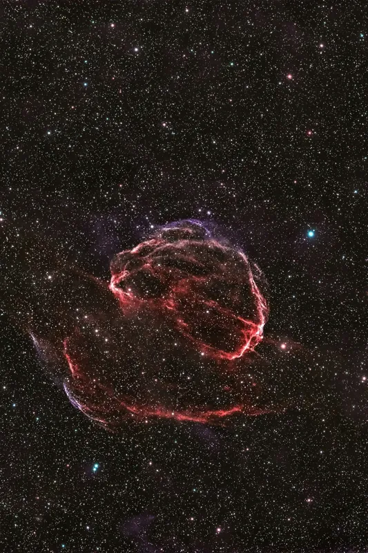Tablou Canvas, "Explozia unei stele în întuneric", Nebuloasă, Stele, Spatiu, Roșu, Misterios, Lumină, Univers, Cer, Astronomie, Fascinant, 26 x 39 cm – poza 2