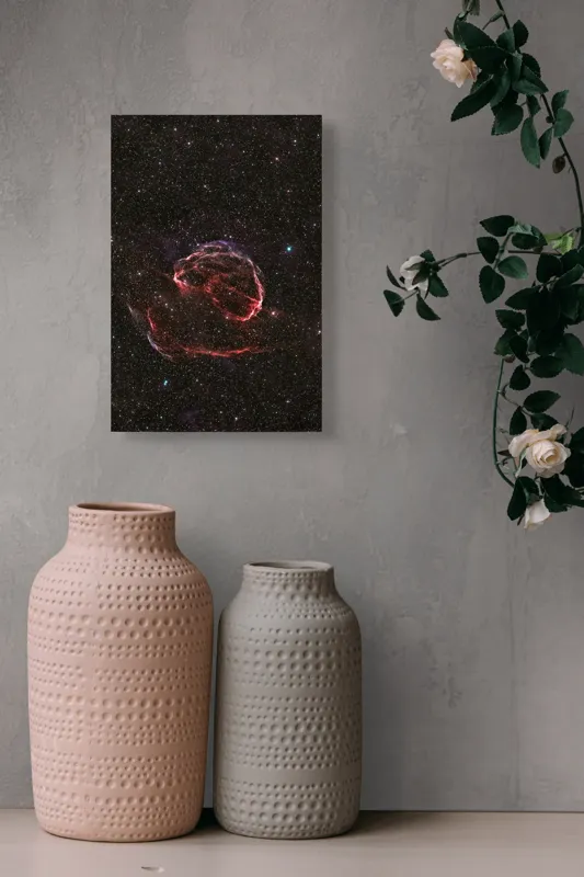 Tablou Canvas, "Explozia unei stele în întuneric", Nebuloasă, Stele, Spatiu, Roșu, Misterios, Lumină, Univers, Cer, Astronomie, Fascinant, 26 x 39 cm – poza 6