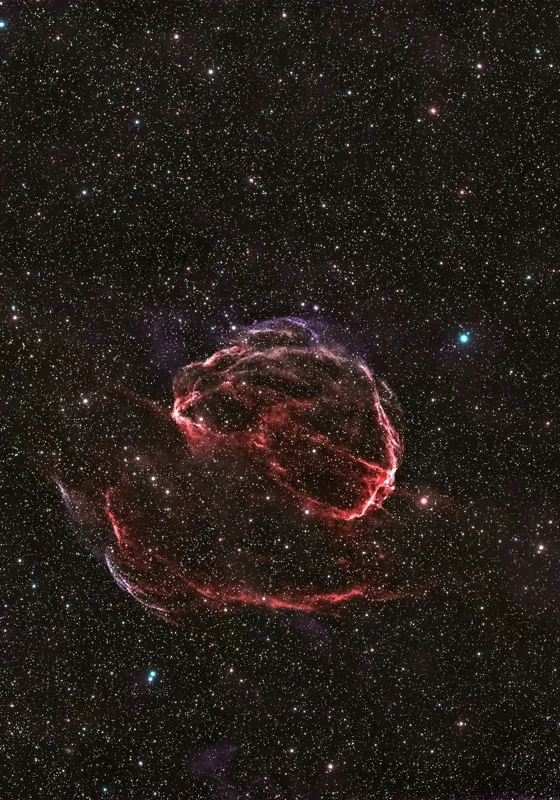 Tablou Canvas, "Explozia unei stele în întuneric", Nebuloasă, Stele, Spatiu, Roșu, Misterios, Lumină, Univers, Cer, Astronomie, Fascinant, 70 x 100 cm – poza 2