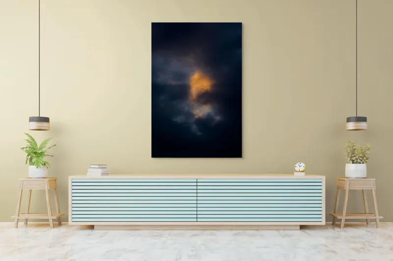 Tablou Canvas, "Lumină strălucind printre nori întunecați", Nor, Întunecat, Strălucire, Mister, Contrast, Cer, Dramatic, Lumină, Umbre, Crepuscul, 100 x 150 cm – poza 4